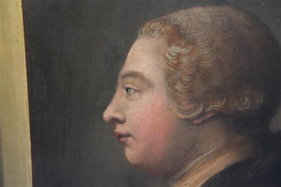 18th century English School Portrait of George III, 18 x 14in.